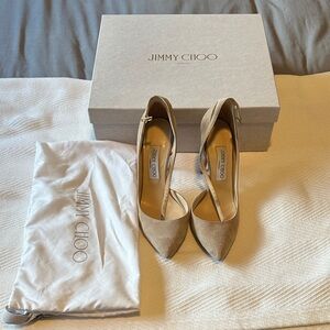 Jimmy Choo Lucy Nude Suede Heels Size 7.5
